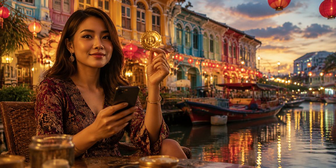 Pengguna Malaysia mengakses platform 248 melalui telefon pintar di Pulau Pinang